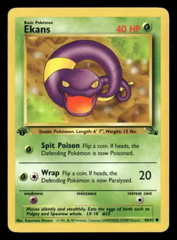 1999 Pokemon EKANS 1st Edition Fossil 46/62 LP - Image 1