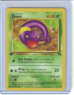 POKEMON FOSSIL 1ST EDITION EKANS COMMON #46/62 UNPLAYED NM - Image 1