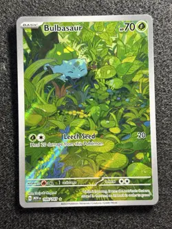 Pokemon TCG Bulbasaur 166/165 Scarlet & Violet 151 Illustration Rare 2023 NM - Image 1