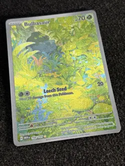 Pokemon TCG Bulbasaur 166/165 Scarlet & Violet 151 Illustration Rare 2023 NM - Image 2