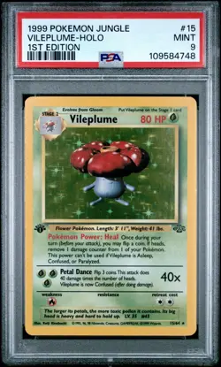 1999 POKEMON JUNGLE VILEPLUME #15 HOLO 1ST EDITION PSA 9 #15 - Image 1
