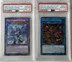 Yugioh Darkness Metal Dragon + Trishula 1st Ed 2x PSA 10 Battles Of Legend 2020 - Image 1