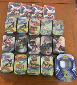 Pokemon Mini Tins (Empty) Lot Of 14 + 4 Mini Portfolios And Tyranitar Tin - Image 1