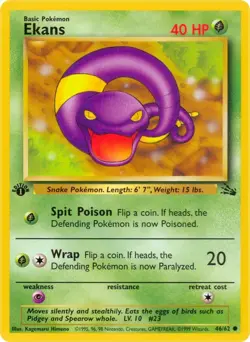 Ekans 46/62 Common Fossil 1st Edition Non Holo Pokemon Card - Image 1