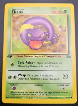 Ekans 46/62 Pokemon Fossil 1st Edition Common NEAR Mint -NM 1999 WOTC - Image 1