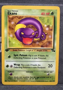 1999 Ekans 46/62 1st Edition WOTC Fossil Pokemon Card LP - Image 1