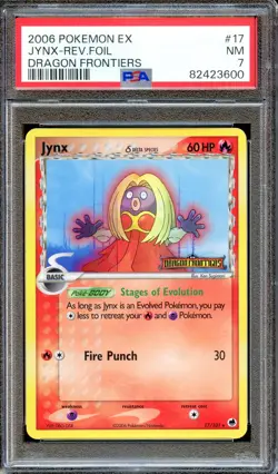 PSA 7 Jynx Reverse Foil EX Unlimited Dragon Frontiers 17/101 Pokemon Card NM - Image 1
