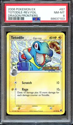 PSA 8 Totodile Reverse Foil EX Unlimited Dragon Frontiers 67/101 Pokemon Card NM - Image 1