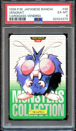 PSA 6 Venonat #48 Carddass Vending Bandai 1996 Japanese Pokemon Card Green - Image 1