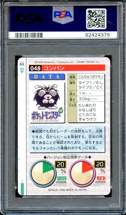 PSA 6 Venonat #48 Carddass Vending Bandai 1996 Japanese Pokemon Card Green - Image 2
