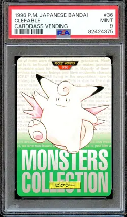 PSA 9 Clefable #36 Carddass Vending Bandai 1996 Japanese Pokemon Card Green - Image 1