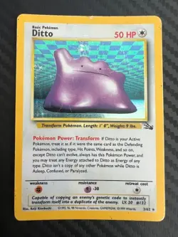 Pokemon TCG Ditto Fossil 3/62 Holo Unlimited Holo Rare HP - Image 1