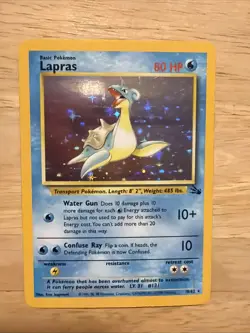 Pokemon TCG Lapras Fossil Holo Rare Card 10/62 - Image 1