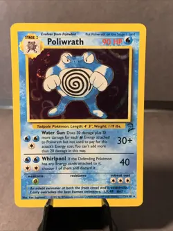 Pokemon TCG Poliwrath #15/130 Base Set 2 Unlimited Holo Rare WOTC VTG 2000 Swirl - Image 1