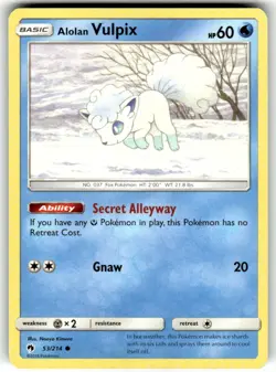 Pokemon Card Alolan Vulpix Lost Thunder Common 53/214 NM - Image 1