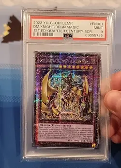 PSA 9 Yugioh Card Dark Magician Knight of Dragon Magic DUNE-EN001 Quarter Centur - Image 2