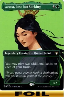 1x - Azusa, Lost but Seeking - FOIL BORDERLESS #679 - Commander Masters - NM MTG - Image 1