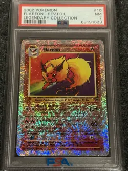 2002 POKEMON LEGENDARY COLLECTION #10 FLAREON-REVERSE FOIL PSA 7 - Image 1