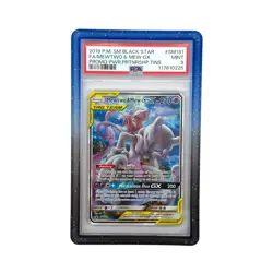 PSA 9 MINT Mewtwo & Mew GX Black Star Promo Full Art Holo 2019 Pokemon SM191 - Image 1