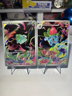 Pokemon 2025 Mega Evolution Bulbasaur 133/132 IR NM & Ivysaur 134/132 IR NM - Image 1