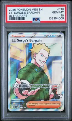 2025 POKEMON MEG EN-MEGA EVOLUTION ULTRA RARE #170 LT. SURGE'S BARGAIN PSA 10 - Image 1