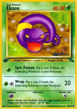 Moderately Played, English - 4 x Pokemon Ekans - 46/62 - Common - 1st Edition Fo - Image 1