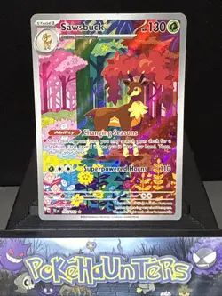 Pokemon Card Sawsbuck 166/162 Temporal Forces Illustration Rare Holo Near Mint - Image 1