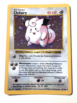 Pokemon TCG Clefairy Holo LP Card 5/102 Shadowless Base Set - Image 1