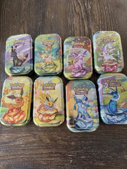 Pokemon Prismatic Tins (no Booster) With Coin And Art. Incl Lots Of Bulk Cards - Image 1