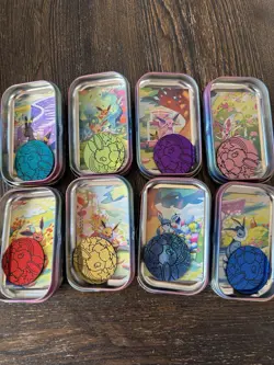 Pokemon Prismatic Tins (no Booster) With Coin And Art. Incl Lots Of Bulk Cards - Image 2