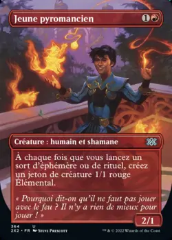 Magic The Gathering MTG YOUNG PYROMANCER BORDERLESS FRENCH Double Masters 2022 - Image 1