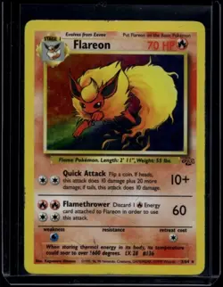 Pokemon TCG Flareon 3/64 Jungle Holo Rare HP - Image 1