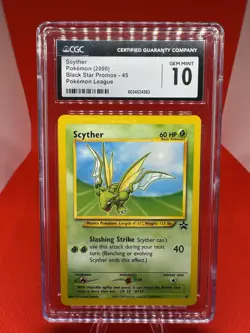 CGC 10 GEM MINT Scyther 45 WOTC Black Star Promo Pokemon League 2000 TCG Vintage - Image 1