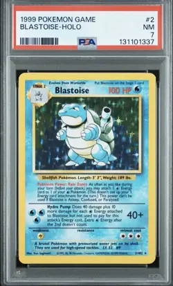Pokemon TCG: Base Set Unlimited 1999 #2 Blastoise-Holo PSA 7 - Image 1