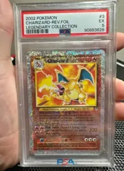 2002 Pokemon Charizard Reverse Foil 3/110 Legendary Collection, PSA 5 - Image 1