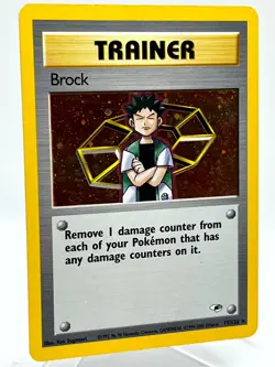 Brock 15/132 Gym Heroes Holo Rare Trainer WotC Vintage Pokemon TCG Card - Image 2