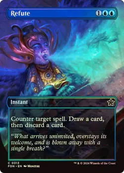 1x Foil Refute Borderless - Foundations Common Blue MTG NM EDH Magic - MTG_Dom - Image 1