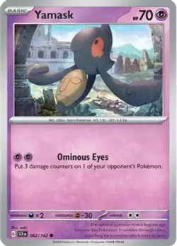 x4 Yamask - 062/142 - Common - Reverse Holo Pokemon SV07 Stellar Crown M/NM - Image 1