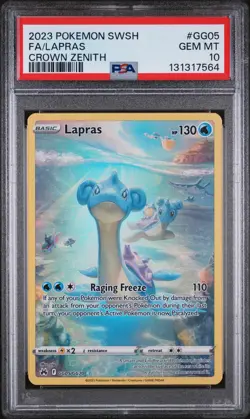 2023 POKEMON SWORD & SHIELD CROWN ZENITH #GG05 FULL ART/LAPRAS PSA 10 - Image 1