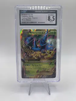 2014 Pokemon XY Furious Fists #112 M Heracross EX Secret Rare CGC 8.5 (MISCUT!!) - Image 1