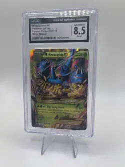 2014 Pokemon XY Furious Fists #112 M Heracross EX Secret Rare CGC 8.5 (MISCUT!!) - Image 3