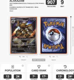 Alakazam 009 Pokemon Center Stamped Black Star Promo Mega Evolution TAG 9 - Image 3