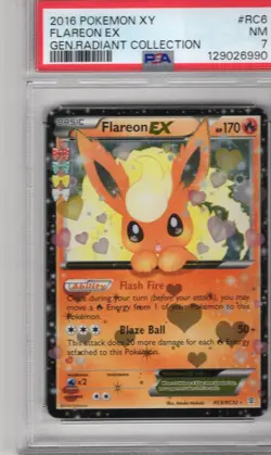 PSA 7 -FLAREON EX - RC6- 2016 RADIANT COLLECTION - Image 1