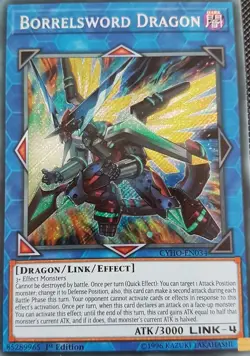 Yugioh! LP Borrelsword Dragon - CYHO-EN034 - Secret Rare - 1st Edition Lightly P - Image 1