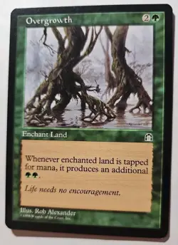 MTG Magic The Gathering Card Overgrowth Enchant Land Green Stronghold 1998 - Image 1