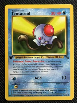 Tentacool 56/62 - Fossil Set - 1st Edition Common Pokemon Card - Near Mint - Image 1