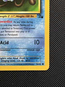 Tentacool 56/62 - Fossil Set - 1st Edition Common Pokemon Card - Near Mint - Image 4