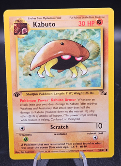 Pokemon TCG Kabuto Fossil 50/62 1st edition 1999 WOTC LP (Card #5) - Image 1