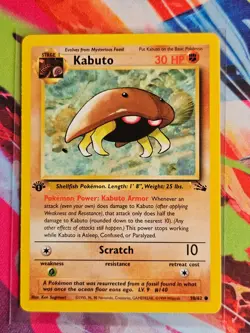 Pokemon TCG Kabuto Fossil 50/62 1st edition 1999 WOTC LP (Card #5) - Image 3