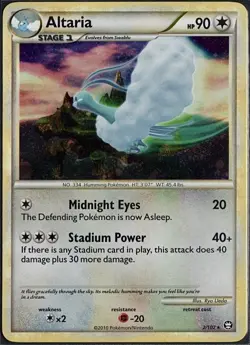 NM Holo Altaria Pokemon Card | Vintage Rare | 2010 HGSS Triumphant 2/102 | SWIRL - Image 1